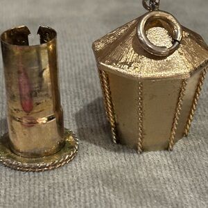 Vintage Crown Trifari brushed gold lantern perfume bracelet